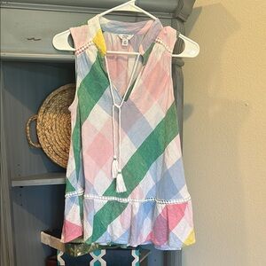 Crown & Ivy Colorful Plaid Sleeveless Top